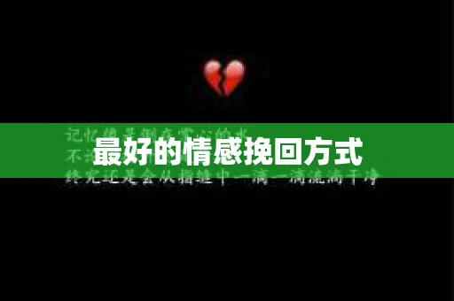 最好的情感挽回方式
