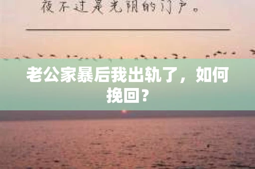 老公家暴后我出轨了，如何挽回？