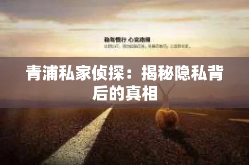 青浦私家侦探：揭秘隐私背后的真相