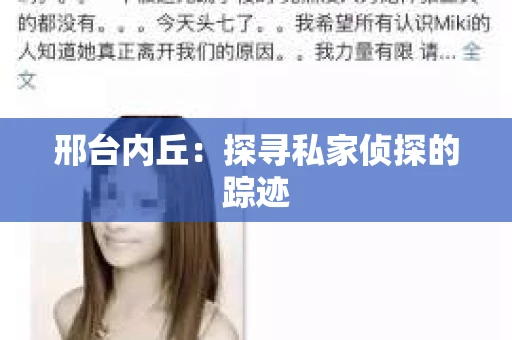 邢台内丘：探寻私家侦探的踪迹