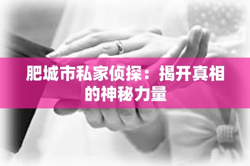 肥城市私家侦探：揭开真相的神秘力量