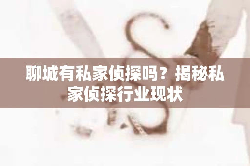 聊城有私家侦探吗？揭秘私家侦探行业现状
