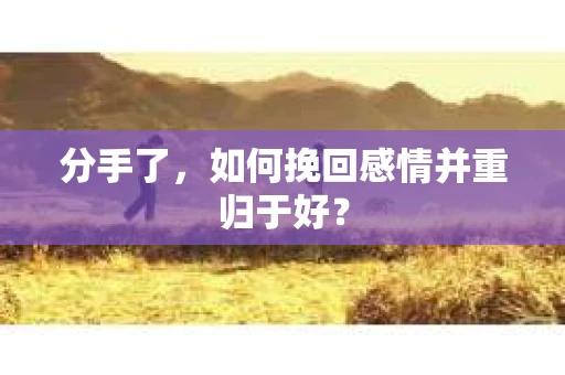 分手了，如何挽回感情并重归于好？